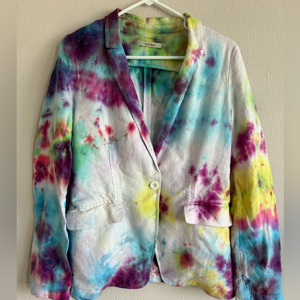 Beautiful Manoukian Linen Tie Dye Blazer